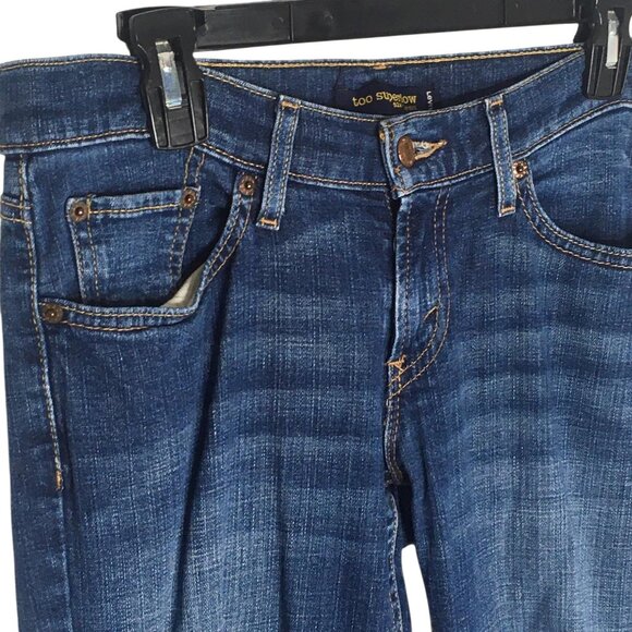 Levis 524 Too Superlow Jeans Womens 7 Blue Bootcut Low Rise Stretch Denim - Picture 16 of 16
